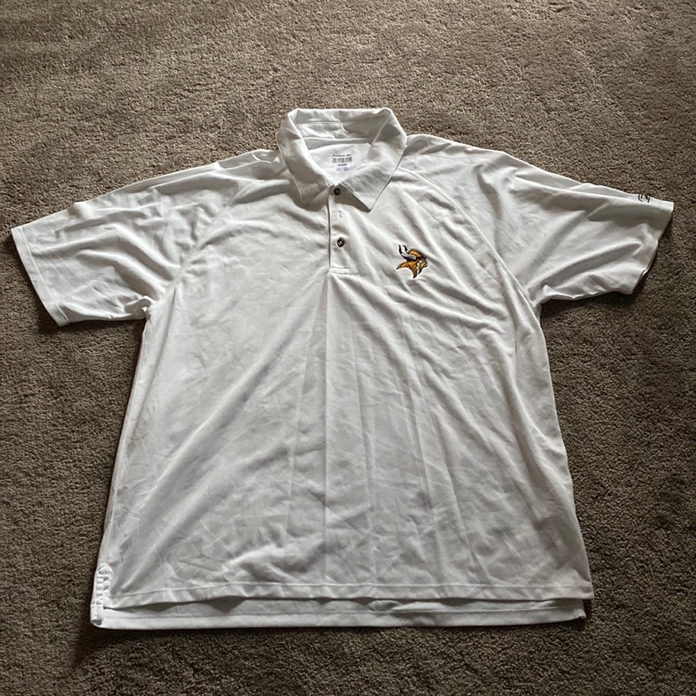 Reebok Minnesota Vikings NFL Polo Shirt White Performance Golf Men's Size XL